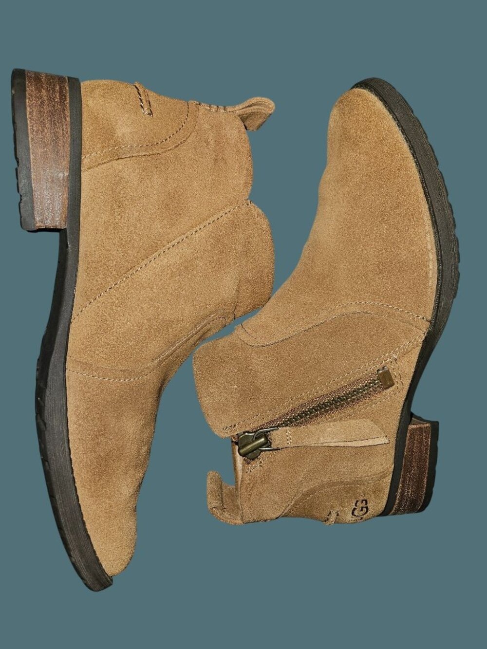 Ugg Upper Suede Side Zip Aureo Ankle Booties Women Size 6.5 - Picture 2 of 10